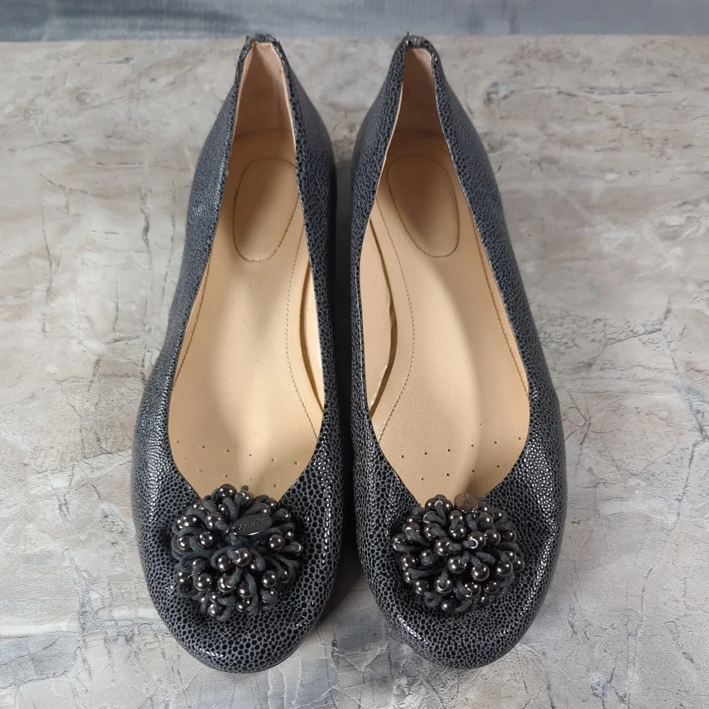Calvin Klein Mackenzi Reptile Flat w/Cluster Bead Womens Sz 8.5 M‎